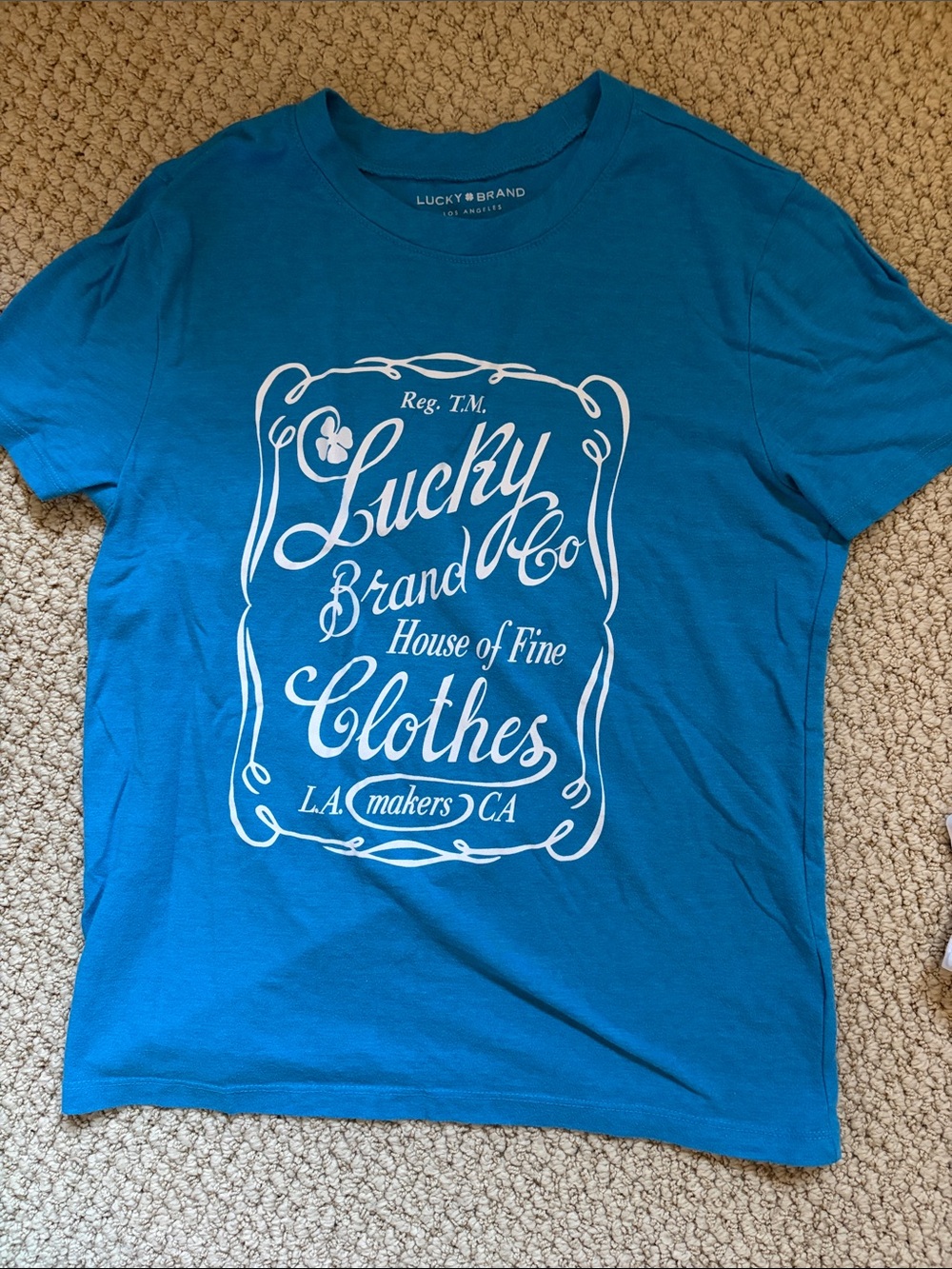 Lucky Brand Teal Blue Graphic Short Sleeve Tee